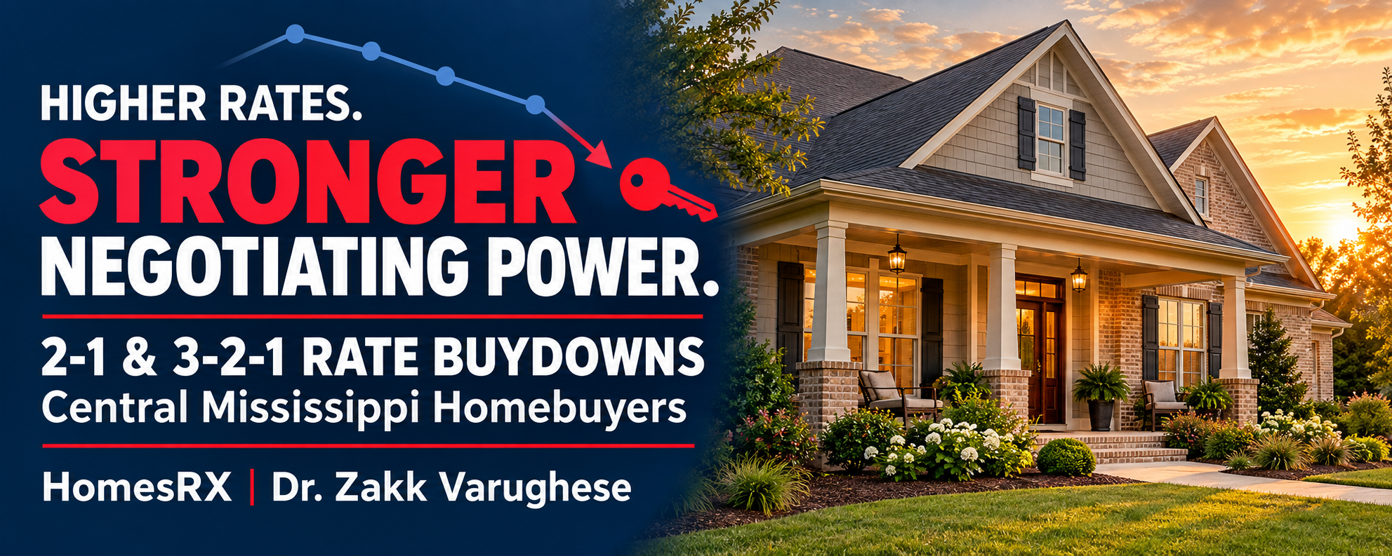 Higher rates. Stronger negotiating power. 2-1 & 3-2-1 rate buydowns for Central Mississippi homebuyers.